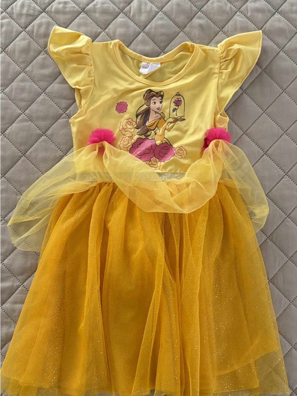 Disney Yellow & Pink Belle Tulle Party Dress